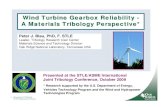 Wind Turbine Gearbox Reliability - A Materials Tribology jacksr7/GradworkshopWind09/Blau STLE Studآ 
