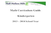 Math Curriculum Guide Kindergarten€¦ · Math Curriculum Guide . Kindergarten . 2013 – 2014 School Year . Dear Colleague, This curriculum guide includes/provides: Alignment to