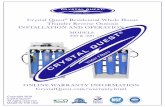 Crystal Quest Residential Whole House Thunder Reverse ... · system on when the water level in the tank drops, and off when the tank is full. If your reverse osmosis system is equipped