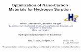 Optimization of Nano-Carbon Materials for Hydrogen Sorption · makeup for storage and assess the volumetric and gravimetric capacity. Recommend the synthetic goals (e.g. pore/channel