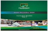 Year 7 Curriculum Booklet 2020 · Literacy Lessons Students participate in a 70 minutes literacy lesson each week to strengthen key literacy skills. Through the explicit teaching