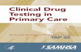 Clinical Drug Testing in Primary Care...primary care settings and its historical roots in workplace testing. Chapter 2 deines the terms and practices used in drug testing. Chapter