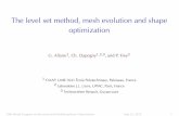 The level set method, mesh evolution and shape optimization · II.From meshed domains to a level set description,... and conversely 1.Initializing level-set functions with the signed