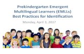 Prekindergarten Emergent Multilingual Learners (EMLLs ... · Pre-K Emergent Multilingual Learners’ (EMLLs) language and literacy development Academically, developmentally, culturally