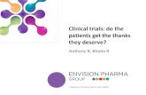 Clinical trials: do the patients get the thanks they deserve? · Psycology/Psychiatry Obstetrics/Gynaecology Respiratory medicine Physical medicine/Rehabilitation Paediatrics Managed