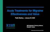 Acute Treatments for Migraine Effectiveness and …...2020/01/23  · •Migraine is a common, typically episodic cause of disabling headache often associated with nausea and sensitivity