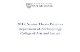2011 Senior Thesis Projects - University of Notre Dame · “Quality of Life for the Sick and Dying: Perspectives of Health Disparities, Challenges in Ugandan Palliative Care, and