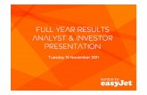 Full year results Analyst & InvestorAnalyst & Investor ...corporate.easyjet.com/~/media/Files/E/Easyjet/pdf/... · • Cost savings in ground handling and maintenance but increases