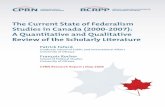 The Current State of Federalism Studies in Canada (2000 ...people.virginia.edu/~wms5f/files/federalismLit.enlp/federalismLit.Dat… · The Current State of Federalism Studies in Canada