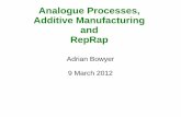 Analogue Processes, Additive Manufacturing and …fab.cba.mit.edu/classes/S62.12/docs/analog_processes.pdfAnalogue Processes, Additive Manufacturing and RepRap Adrian Bowyer 9 March