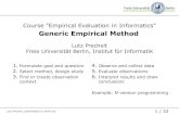 Generic Empirical Method - Freie Universität · Freie Universität Berlin, Institut für Informatik Generic Empirical Method 1.Formulate goal and question 2.Select method, design