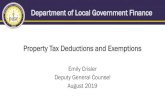 Department of Local Government Finance Property Tax ... - Crisler... · Department of Local Government Finance ... Property Tax Deductions and Exemptions. General Overview • This