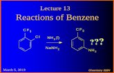 Lecture 13 Reactions of Benzenewillson.cm.utexas.edu/Teaching/Chemistry 328N 2019/Files... · 2019-03-07 · Lecture 13 March 5, 2019 CF 3 Cl NaNH 2 NH 3 (l) CF 3 NH 2. Chemistry