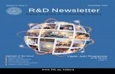 Volume 6, Issue 4 September 2018 R&D Newsletter · 2018-11-06 · Volume 6, Issue 4 September 2018 Highlight of the Issue Recent Major Projects Institute Lecture Series d ... , Shri