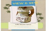 Frilly Kitchen Apron · Attach the waistband to the lower apron. Pin and stitch it on the contrast fabric first. Turn the apron over and tuck in your seam allowance. Take a needle