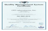 CRT Laboratories, Inc. · CRT Laboratories, Inc. 1680 N. Main St., Orange, CA 92867, USA . The provision of mechanical, chemical, thermal, and physical testing services of thermoplastics