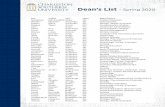 Dean’s List - Spring 2020 - charlestonsouthern.edu · Financial Management Organizational Management Nursing/SociaI & Hum Sciences Nursing ... (Teacher Cert) Organizational Management