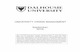 UNIVERSITY CRISIS MANAGMENT September 2018 · The Emergency Management Committee will review the Crisis Management Master Plan, participate in drills and/or exercises, and recommend