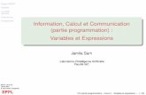 Information, Calcul et Communication (partie …Variables et Expressions Jamila Sam Laboratoire d’Intelligence Artiﬁcielle Faculté I&C ICC (partie programmation) – Cours 2 :