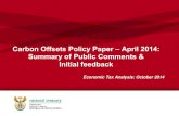 The Carbon Offsets Scheme: Comments Feedback · 2016-09-07 · Six key issues raised by the stakeholders (a) 1. Carbon Offsets Scheme policy design features in relation to the Carbon