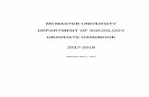 MCMASTER UNIVERSITY DEPARTMENT OF SOCIOLOGY GRADUATE ... · mcmaster university . department of sociology . graduate handbook . 2017-2018 . effective may 1, 2017