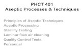PHCT 401 Aseptic Processes & Techniques · 2017-01-12 · PHCT 401 Aseptic Processes & Techniques Principles of Aseptic Techniques Aseptic Processing ... Steps in Aseptic Room Air