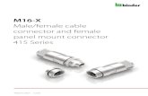 Male/female cable connector and female panel mount ......53,4 M 1 6 x 0,75 O-ring mounted Cable outlet with additional seal (thick-walled) Ø 5,5 – 6,7 mm with additional seal (thin-walled)