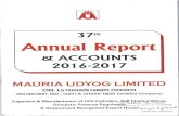 MAURIA UDYOG LIMITED...MAURIA UDYOG LIMITED 37TH ANNUAL REPORT NOTICE Notice is hereby given that the 37th Annual General Meeting of the Members of MAURIA UDYOG LIMITED will be held
