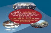 the conversation Let’s continue - Gannawarra Shire Council · Let’s continue the conversation... Have Your SaY on tHe 2017 – 2021 CouNCil PlaN aNd ProPosed 2017/18 Budget. Our