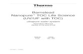 Barnstead Nanopure TOCLifeScience (UV/UFwithTOC) · Barnstead Nanopure ™ TOCLifeScience (UV/UFwithTOC) ultrapurewatersystem OperationManual Series2116and2118 ModelNo. Voltage D11971
