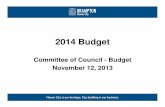 Nov 12 Budget Presentation rev Nov8 - Brampton Budget/Nov 12 Budget... · Calgary 1,096,833 988,812 3 3 Ottawa 883,391 812,129 4 4 ... Staff directed to prepare a funding scenario