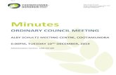 Minutes of Ordinary Council Meeting - 10 December 2019 · Minutes . ORDINARY COUNCIL MEETING . ALBY SCHULTZ MEETING CENTRE, COOTAMUNDRA . 6:00PM, TUESDAY 10TH DECEMBER, 2019 . Administration