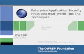 Enterprise Application Security ... - OWASP Foundation · MS Team Foundation Server for source control ... On-the-fly question customization and weighted risk calculation Engagement