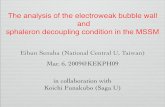 The analysis of the electroweak bubble wall and sphaleron decoupling condition in the …research.kek.jp/group/riron/workshop/KEKPH09/Mar.6/... · 2009-03-09 · The analysis of the