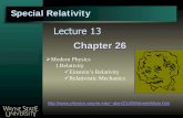 Lecture 13 - Physics and Astronomyalan/2140Website/Lectures/Lecture13.pdf · Lecture 13 ¾Modern Physics 1.Relativity 9Einstein’s Relativity 9Relativistic Mechanics . Lightning
