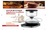 Siphon Coffee Brewerwater in the lower, first pushing the water up into the upper tank, then allowing the water to fall back down into the lower vessel (carafe). The principle of a