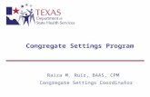 Congregate Settings Program - Texas Department of State ... › IDCU › disease › tb › ... · Congregate Settings Program Areas Institutional Corrections Community Corrections