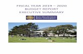 FISCAL YEAR 2019 – 2020 BUDGET REPORT EXECUTIVE SUMMARY · BUDGET REPORT . EXECUTIVE SUMMARY. Table of Contents ... STRATEGIC BUDGETING AND FINANCIAL PLANNING.....7 2019-20 BUDGET