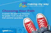 Choosing Your Path - All Schoolsschools.peelschools.org/sec/mississauga... · Goals –add interactive SMART goals and action plans Who Am I –complete surveys High School –plan