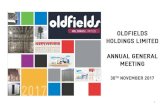 OLDFIELDS HOLDINGS LIMITED ANNUAL GENERAL MEETING · Depreciation & Amortisation ; Income Tax Expense . Foreign Exchange Gain . 590 803 315 11 . 634 : 1,434 . 352 (37) EBITDA 2,031