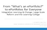 From “What’s an ePortfolio?” to ePortfolios for Everyone...used paired courses, learning communities, ePortfolio, accreditation visits, an evolving assessment process and participation