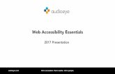 Web Accessibility Essentialsuxdprototype.com/.../AudioEyeAccessibilityEssentials2017.pdf · 2018-04-12 · More accessible. More usable. More people. Purpose and Audience audioeye.com