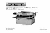 Operating Instructions and Parts Manual 20-inch Planer · Cutterhead. Keep knives sharp and free of all rust and pitch. Make sure gib screws are tightened securely. Work piece. Check