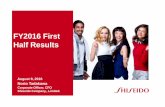 FY2016 First Half Results - Shiseido · FY2016 1H Results: Executive Summary 1 zBack on growth track, with zero growth behind us zSustained growth in Japan, recovery in China, sales