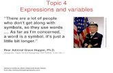 Topic 4 Expressions and variableschand/cs312/topic4...Topic 4 Expressions and variables “There are a lot of people who don't get along with symbols, so they use words .... As far