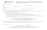 Student Leadership Academy - UNH at Manchester · The UNH Manchester Student Leadership Academy is designed to provide leadership skills and networking opportunities that will enhance
