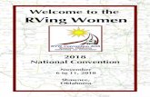 Welcome to the RVing Women - cdn.ymaws.com · Welcome to the. RVing Women. 2018. National Convention. November. 6 to 11, 2018 Shawnee, Oklahoma. ... the convention. Also, Linda Elliott