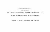 Agreement between Syracuse University and Adjuncts United ... › wp-content › uploads › 2018 › 02 › New... · 6/1/2017  · Syracuse University recognizes Adjuncts United
