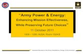 “Army Power & Energy · Army Power & Energy ILW Panel 2 . Assistant Secretary of the Army (Installations, Energy, ... CA JB Lewis-McChord, WA JB Lewis-McChord, WA West Point, NY
