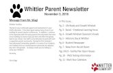 Whittier Parent Newsletter › cms › lib › IL01001538 › Centricity... · 2016-11-03 · Whittier Parent Newsletter November 3, 2016 Message From Mr. Silagi Whittier Families,